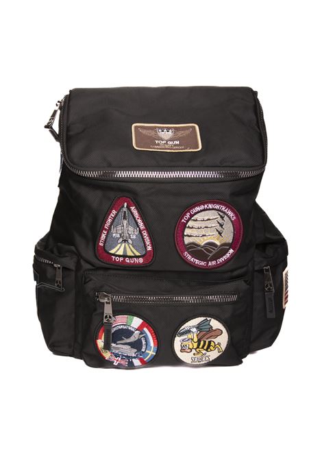 backpack with black patch TOP GUN | 01G0484TESS-NERO